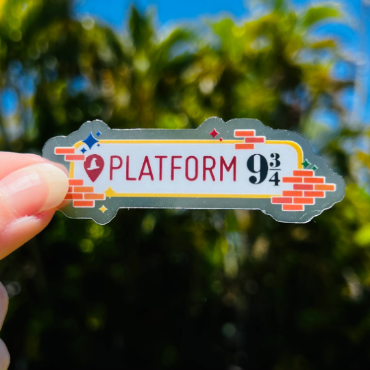 Platform 9 3/4 Location Tag Transparent Sticker